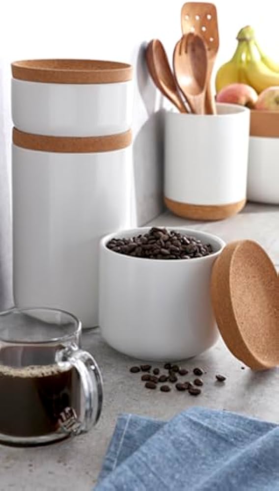 Amazon.com: Kamenstein Ceramic and Cork Set of 3 Stackable